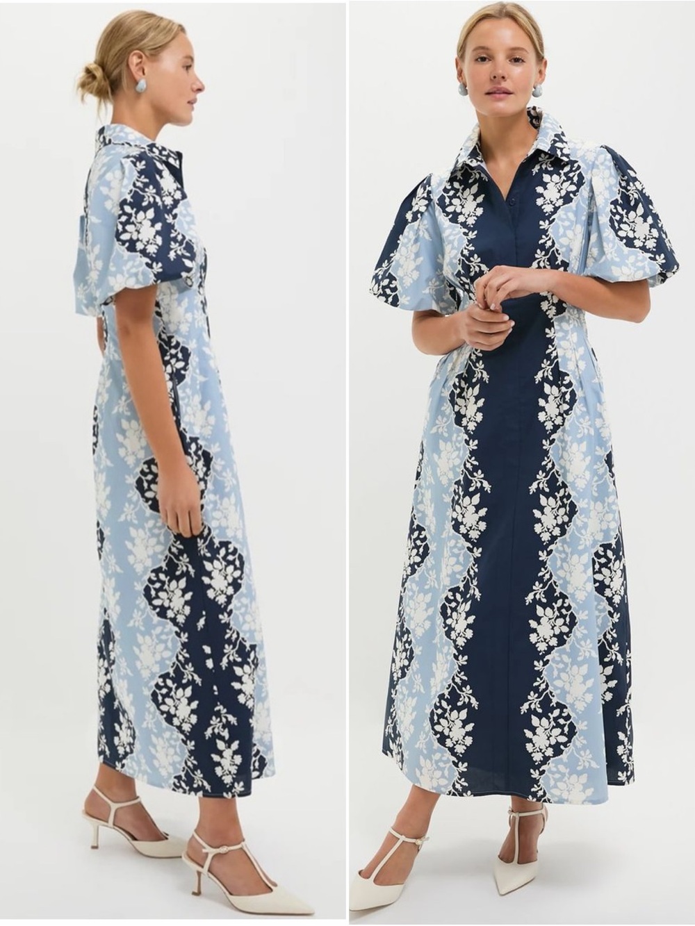 Tuckernuck Blue Fog Delaney Floral Print Midi Dress Size XL